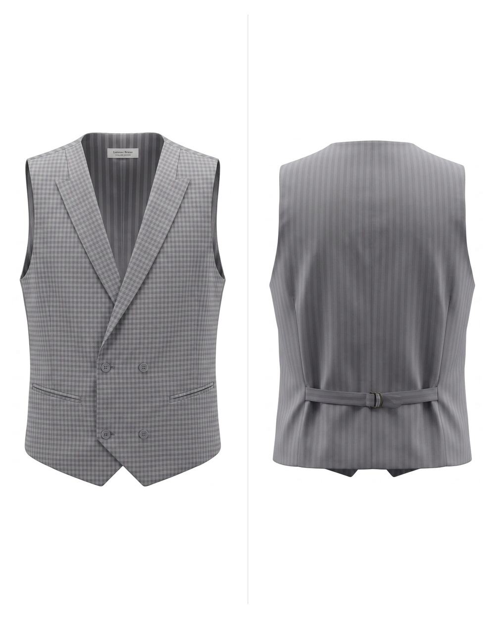 Lorenzo Bruno H6401V Gray Check Lined V-Neck Jacket Men Size 46L
